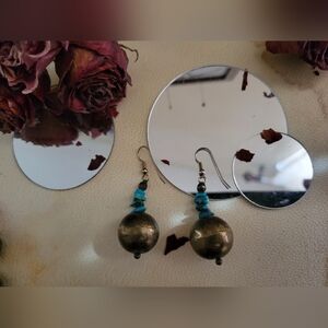 Navajo Pearl & Turquoise Dangle Earrings